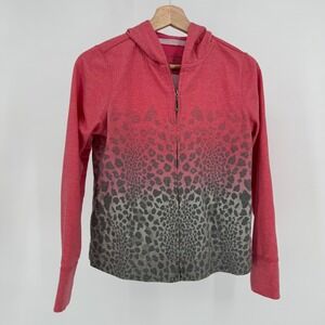 ac-tiv-ology Pink Grey Leopard Ombre Full Zip Hoodie Jacket Womens PS